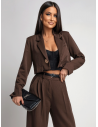 Garnitur krótka marynarka i szerokie spodnie FENZO - czekoladowy