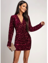 Cekinowa sukienka mini z marszczeniem GORIA - bordowa