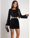 Cekinowa sukienka mini z wycięciami SALVIA - czarna
