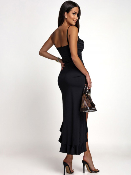 Dopasowana maxi sukienka falbanami ARIYA - czarna 2