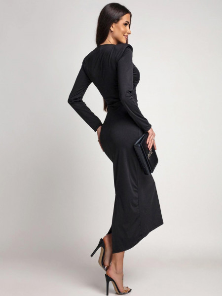 Sukienka maxi z ozdobną klamrą CASSARA - czarna