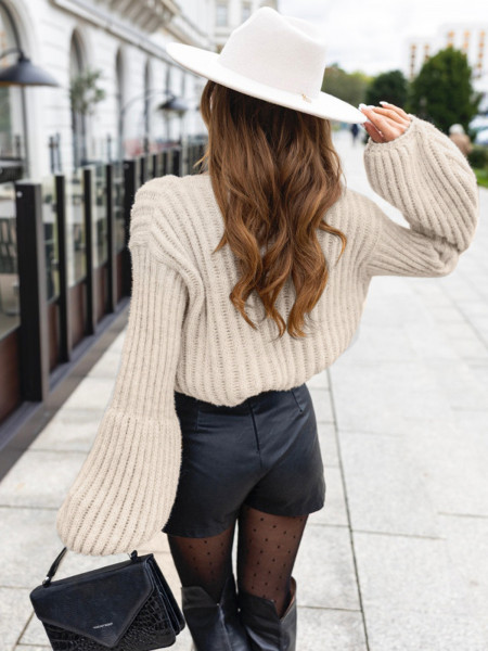 Sweter oversize z wiskozą KOBI - beżowy 2