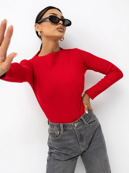 Bawełniane body z prążka FIORENZA - czerwone 2