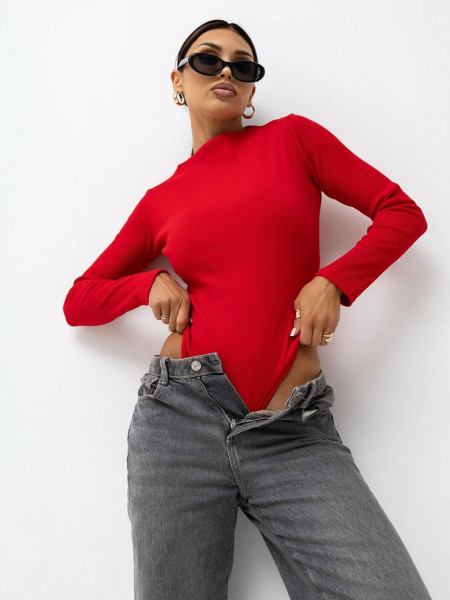 Bawełniane body z prążka FIORENZA - czerwone