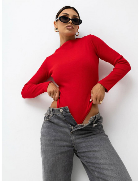 Bawełniane body z prążka FIORENZA - czerwone