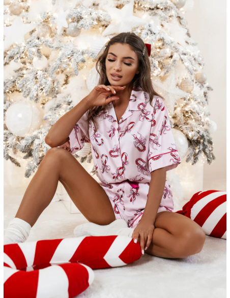 Piżama z wiskozy 2w1 Fleurette - różowa