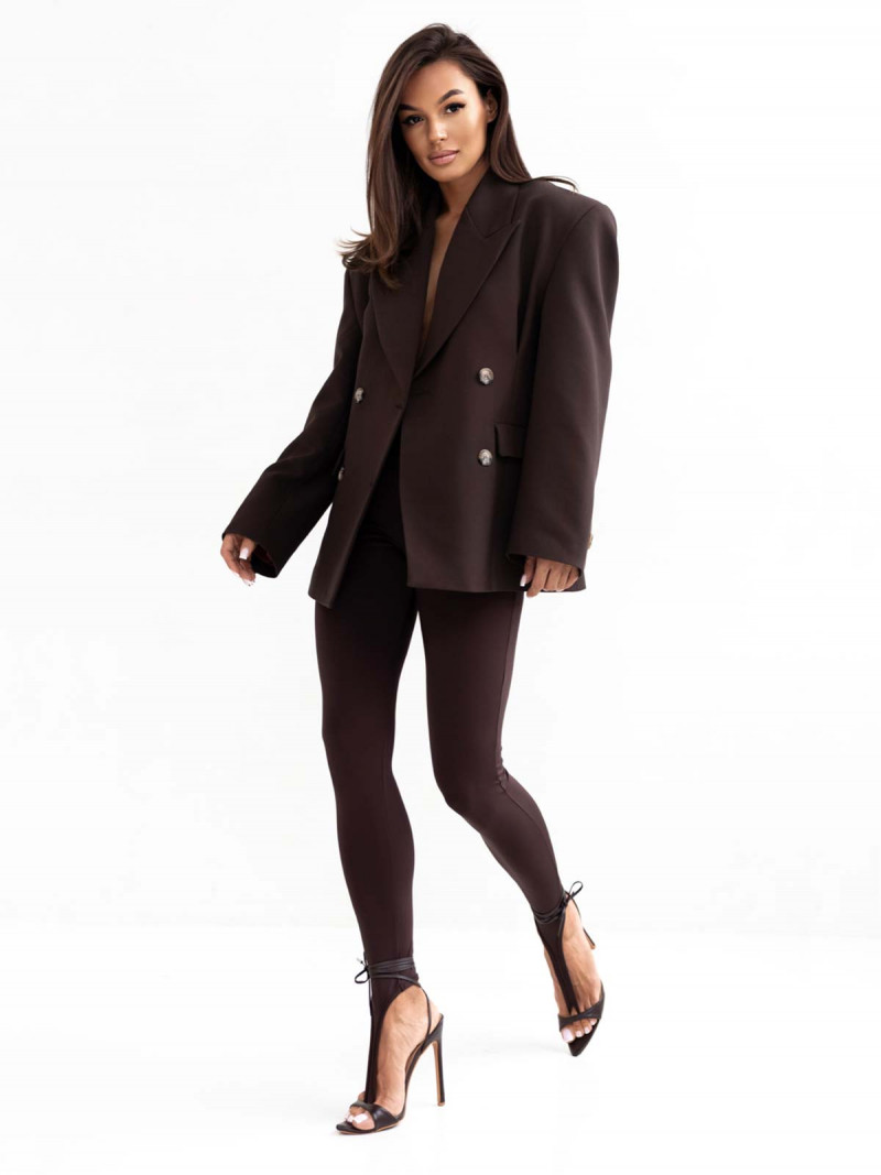 Legginsy modelujące z przedłużeniem na palec LYRA - czekoladowe