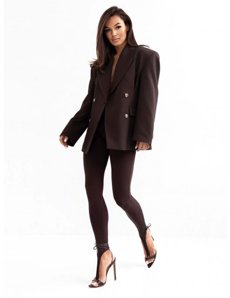 Legginsy modelujące z przedłużeniem na palec LYRA - czekoladowe