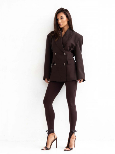 Legginsy modelujące z przedłużeniem na palec LYRA - czekoladowe 2