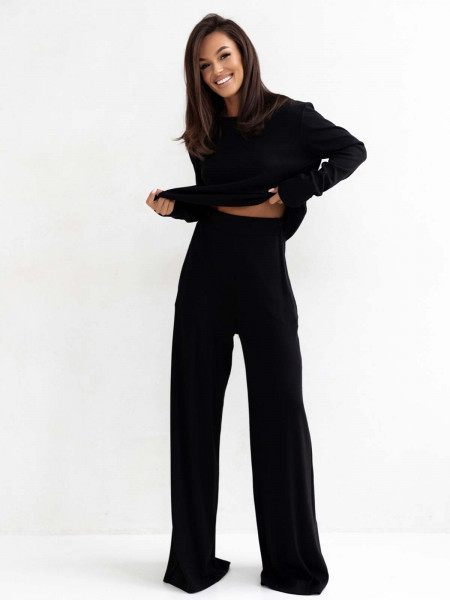 Wiskozowy komplet bluza i szerokie spodnie RINO - czarny 2