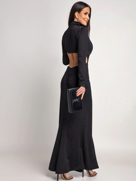 Sukienka maxi z odkrytymi plecami CALTIA - czarna 2