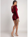 Cekinowa sukienka z dekoltem na plecach FLOREA - bordowa