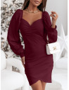 Sukienka z bufiastymi rękawami ADIANA - bordowa