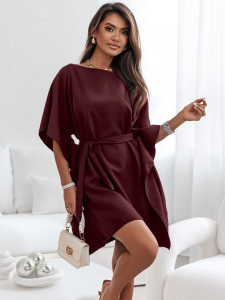 Kobieca sukienka nietoperz CANDICE - bordowa 2