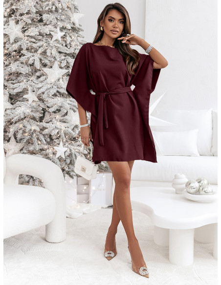 Kobieca sukienka nietoperz CANDICE - bordowa
