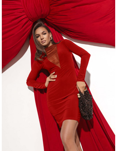 Sukienka mini z tiulową wstawką JOVITA - czerwona