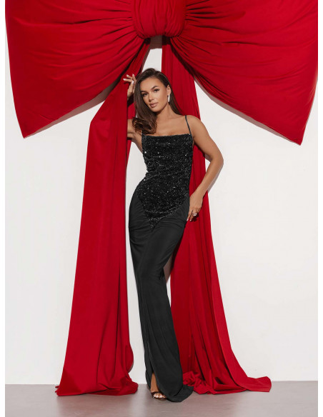 Sukienka maxi z cekinami LAURELLA - czarna