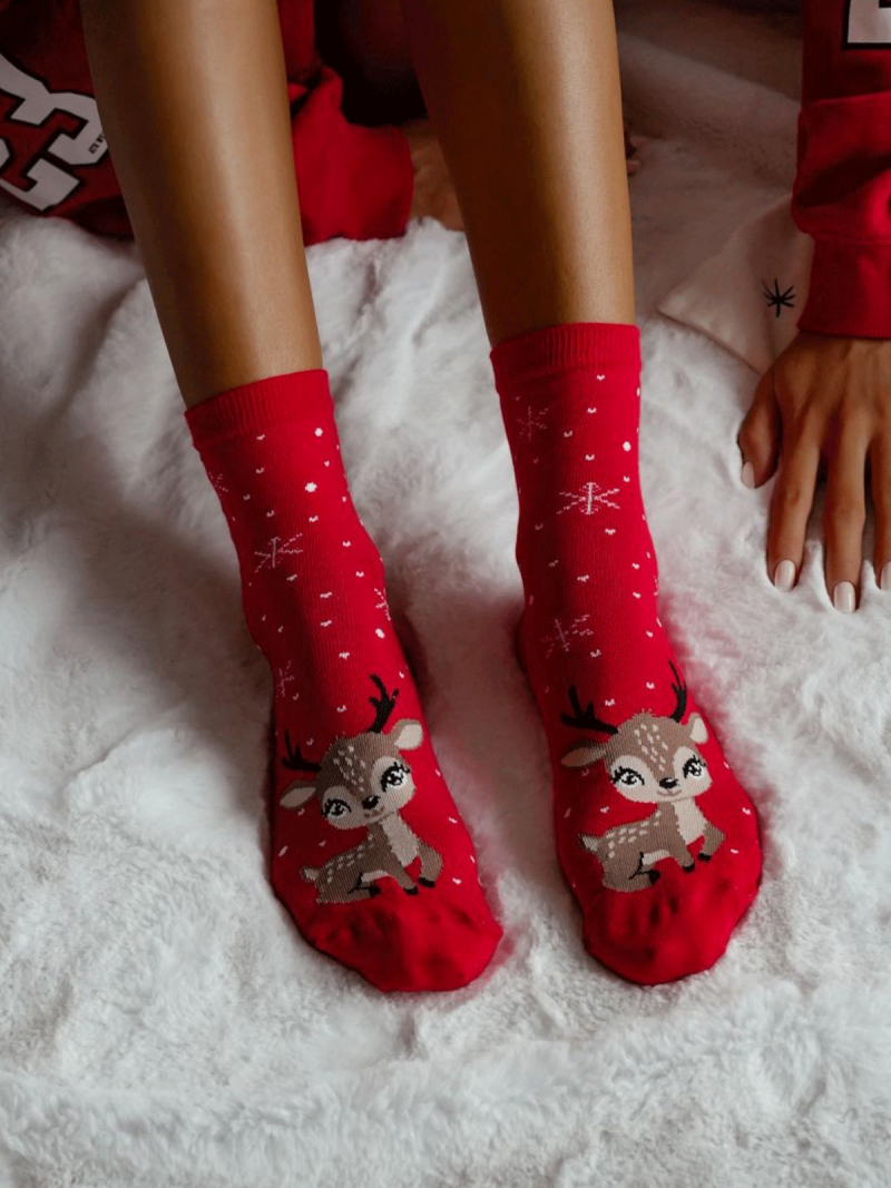 Skarpetki damskie świąteczne MAŁA RENIFERKA - wzór 10