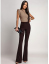 Dopasowane spodnie dzwony AVELISA - czekoladowe