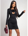 Sukienka mini z różą na dekolcie LARRA - czarna