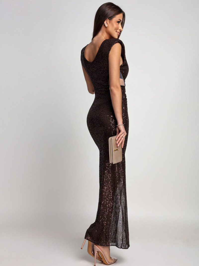 Cekinowa sukienka maxi z tiulowymi...