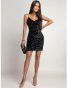 Cekinowa sukienka mini na ramiączkach ACHIA - czarna