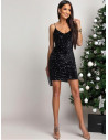Cekinowa sukienka mini na ramiączkach ACHIA - czarna