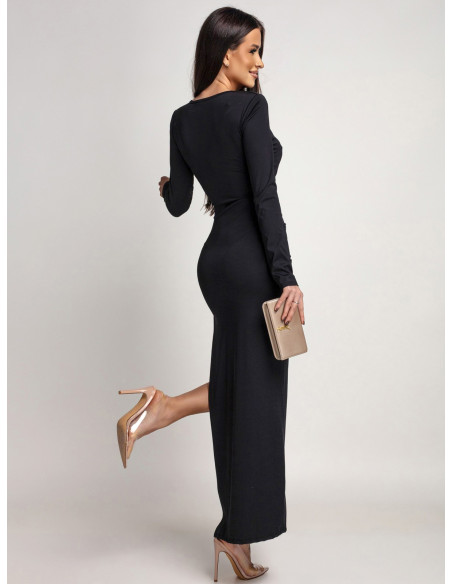 Elegancka sukienka maxi z wycięciem ASANTI - czarna