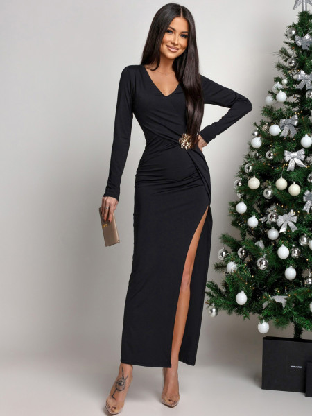 Elegancka sukienka maxi z wycięciem ASANTI - czarna 2