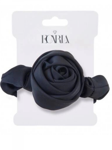 Gumka do włosów z ozdobną różą - czarna 2