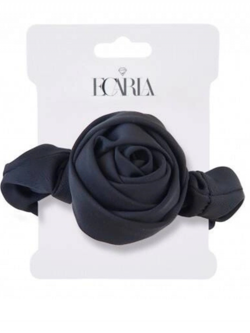 Gumka do włosów z ozdobną różą - czarna