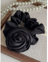 Gumka do włosów z ozdobną różą - czarna