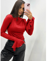Wiskozowa bluzka z rękawem dzwonek EDALA - czerwona