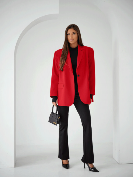 Długa oversizowa marynarka DIONISIA - czerwona 2