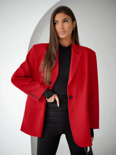 Długa oversizowa marynarka DIONISIA - czerwona