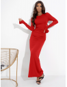 Sukienka maxi z marszczeniami z wiskozy CARYS - czerwona