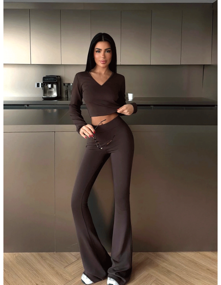 Komplet 2w1 krótki top i spodnie BOSTON - czekoladowy