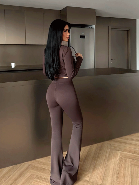 Komplet 2w1 krótki top i spodnie BOSTON - czekoladowy 2