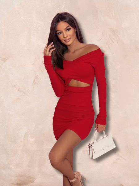 Sukienka z wycięciem w talii JORDAN - czerwona