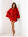 Sukienka oversize z falbanami na rękawach ZUMA - czerwona