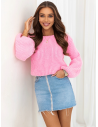 Sweter oversize z bufiastymi rękawami BINGO - różowy