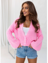 Sweter kardigan zapinany na guziki ROBI - różowy