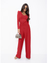 Komplet z wiskozy bluzka i szerokie spodnie AGRA - czerwony