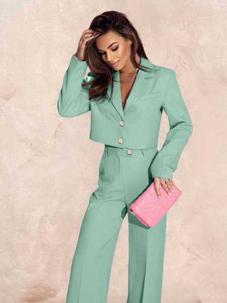 Garnitur z szerokimi spodniami YUKARI - szałwiowy