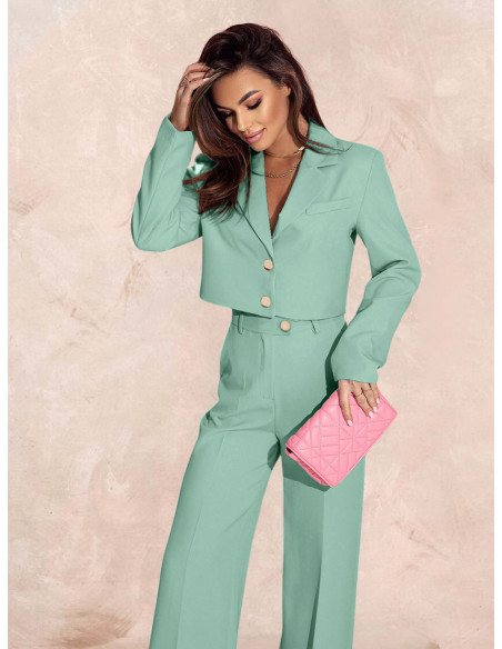 Garnitur z szerokimi spodniami YUKARI - szałwiowy