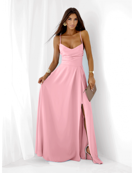 Sukienka maxi na ramiączkach LYANNE - pudrowy róż