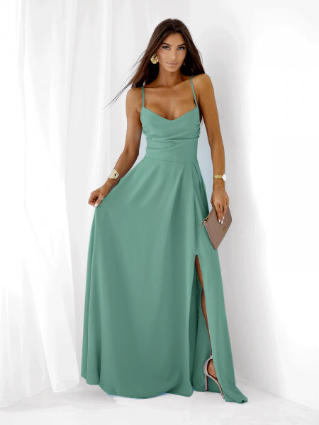 Sukienka maxi na ramiączkach LYANNE - szałwiowa 2