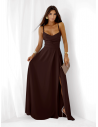 Sukienka maxi na ramiączkach LYANNE - czekoladowa