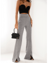 Dopasowane spodnie dzwony z rozporkiem TAYTUM - szary melanż
