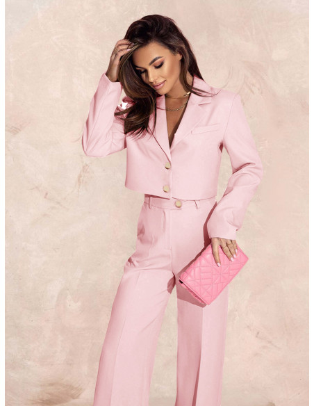 WP Krótka marynarka z guzikami i podszewką - pudrowy róż